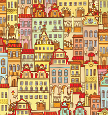 Рулонные шторы с рисунком города Divino DelDecor Лен Макси LRB-0034